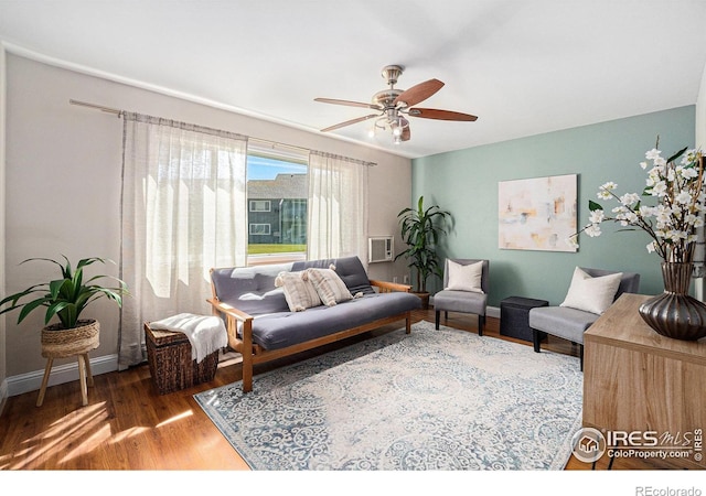 705 E Drake Rd Unit 45, Fort Collins, CO 80525 - living room featuring wood finished floors and a ceiling fan