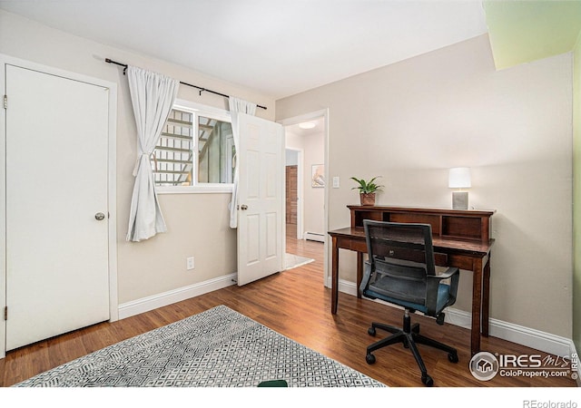 705 E Drake Rd Unit 45, Fort Collins, CO 80525 - office area with baseboards and wood finished floors