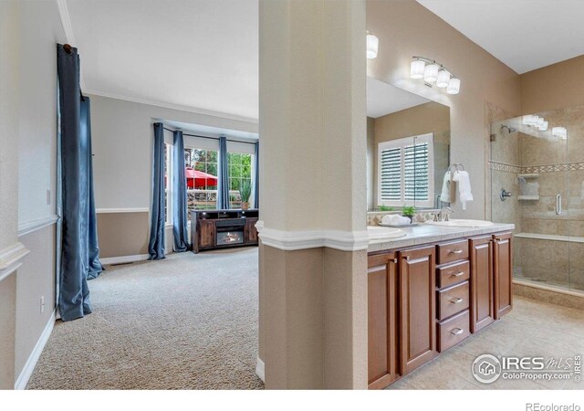 15002 Cosmos Way, Broomfield, CO 80023 - bathroom featuring a shower stall and double vanity