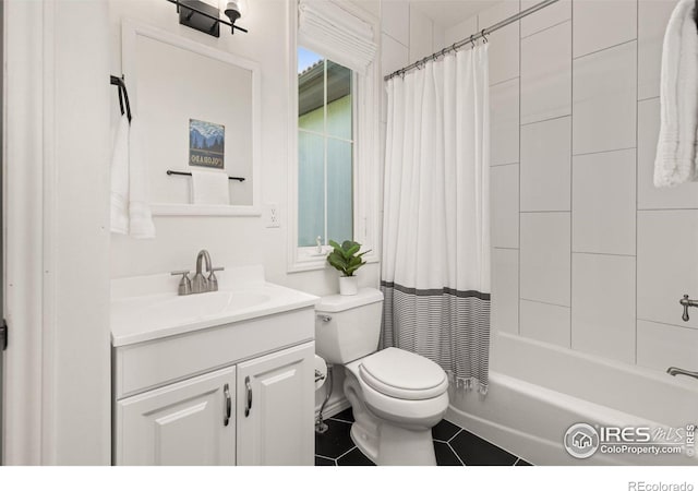 16636 Krameria Way, Brighton, CO 80602 - full bathroom featuring vanity, shower / tub combo, and tile patterned floors