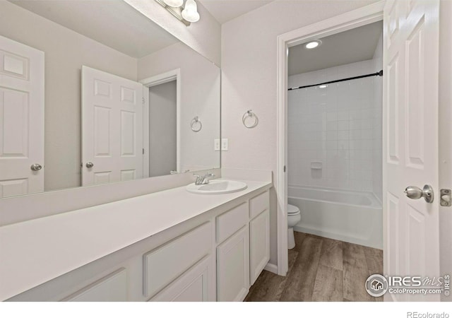 5217 Alberta Falls St, Timnath, CO 80547 - bathroom with wood finished floors, vanity, and shower / bath combination