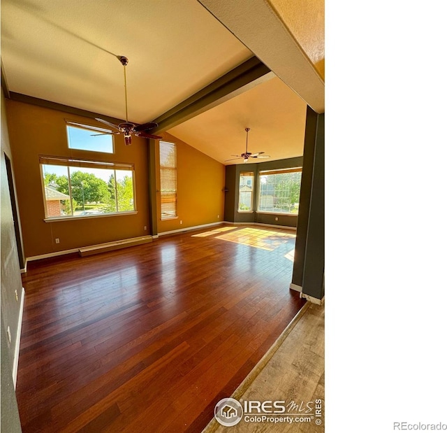 2395 Sandpiper Dr, Lafayette, CO 80026 - unfurnished room featuring ceiling fan, wood finished floors, and a baseboard radiator