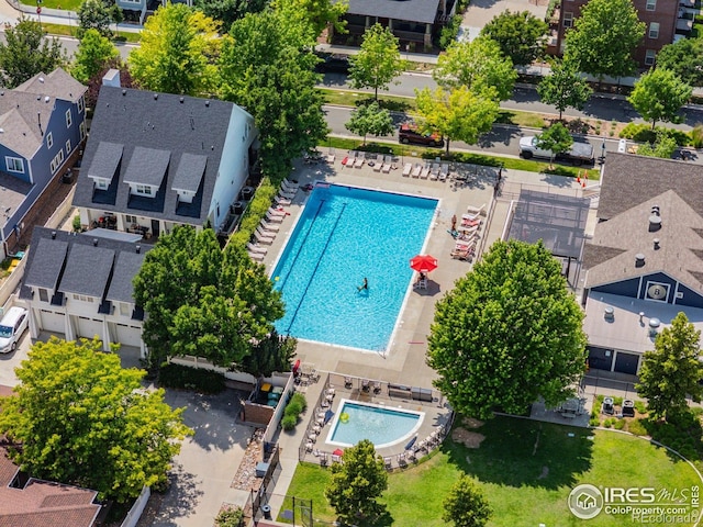 3882 W 118th Pl, Westminster, CO 80031 - aerial perspective of suburban area with a pool area