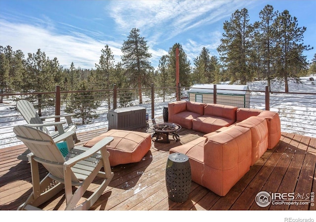 3367 Badger Creek Rd, Hartsel, CO 80449 - deck with an outdoor living space with a fire pit