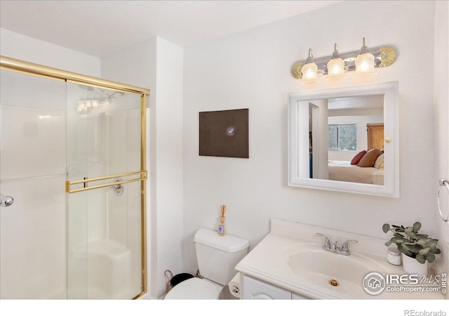 3367 Badger Creek Rd, Hartsel, CO 80449 - full bath featuring a shower stall, vanity, and connected bathroom