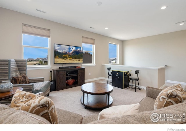 3304 Heron Lakes Pkwy, Berthoud, CO 80513 - living room featuring carpet and recessed lighting