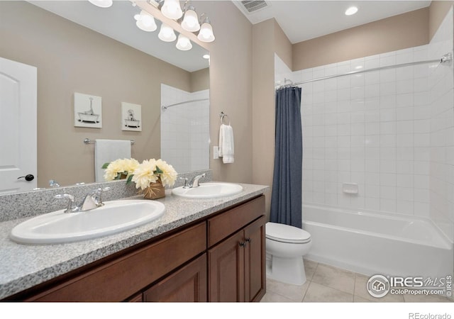 3304 Heron Lakes Pkwy, Berthoud, CO 80513 - full bath with tile patterned flooring, shower / tub combo, and double vanity