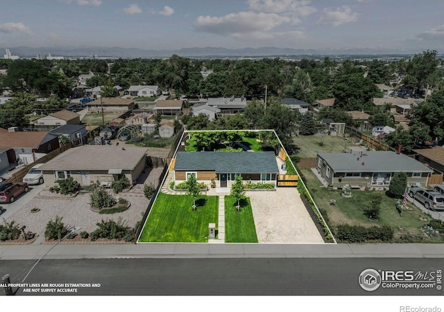 7131 Pontiac St, Commerce City, CO 80022 - aerial perspective of suburban area featuring property boundaries highlighted