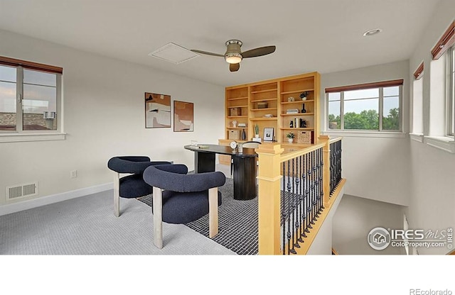 2861 Shoshone Trl, Lafayette, CO 80026 - carpeted office featuring ceiling fan and recessed lighting