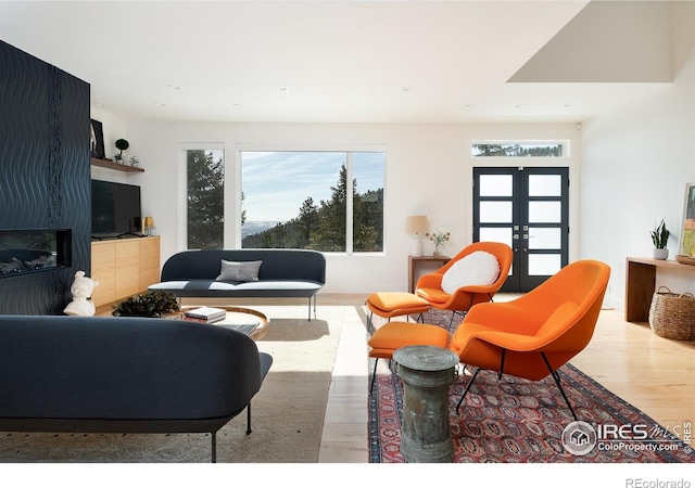 514 Granite Dr, Boulder, CO 80302 - living area featuring wood finished floors and french doors