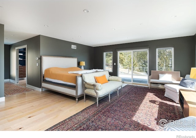 514 Granite Dr, Boulder, CO 80302 - bedroom featuring access to exterior, wood finished floors, and recessed lighting