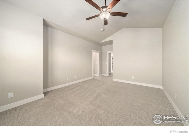2470 Trio Falls Dr, Loveland, CO 80538 - unfurnished room with carpet floors, ceiling fan, and vaulted ceiling