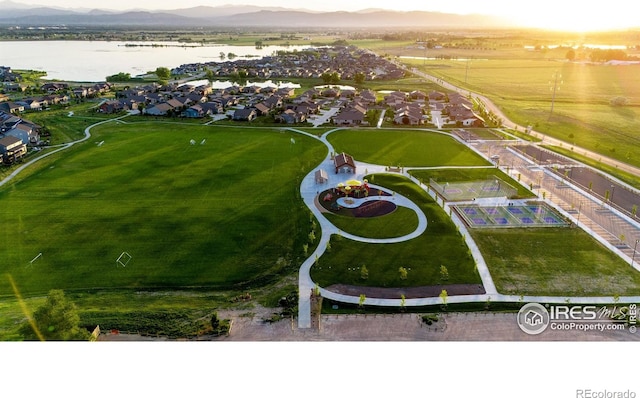 2772 Vallecito St, Timnath, CO 80547 - aerial perspective of suburban area with a water and mountain view