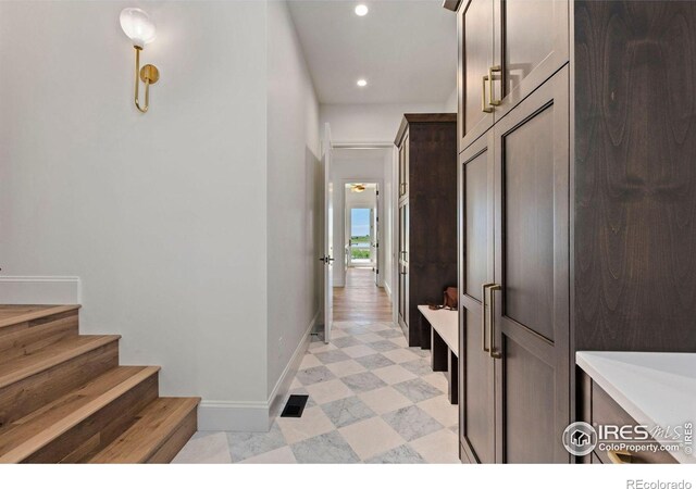2568 Southwind Rd, Berthoud, CO 80513 - hall featuring recessed lighting, stairway, and light floors