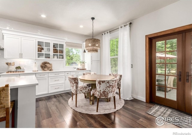 3290 Discovery Ct, Broomfield, CO 80023 - dining area with dark wood-type flooring, recessed lighting, and a chandelier