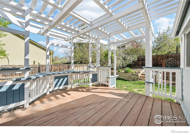 951 Vetch Cir, Lafayette, CO 80026 - wooden terrace with a fenced backyard and a pergola