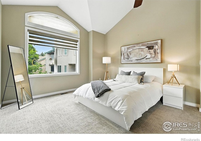 4332 Clay Commons Ct, Boulder, CO 80303 - carpeted bedroom with lofted ceiling and a ceiling fan
