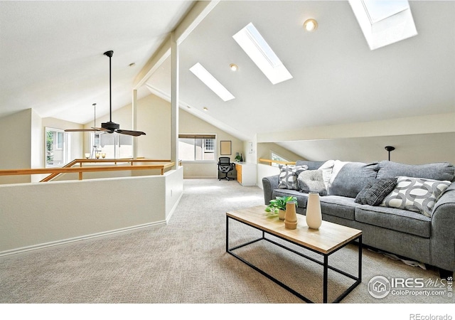 4332 Clay Commons Ct, Boulder, CO 80303 - carpeted living room with a skylight, plenty of natural light, and ceiling fan