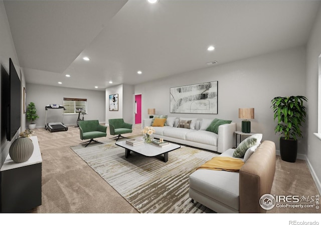 12648 Canoe St, Firestone, CO 80504 - living room with carpet floors and recessed lighting