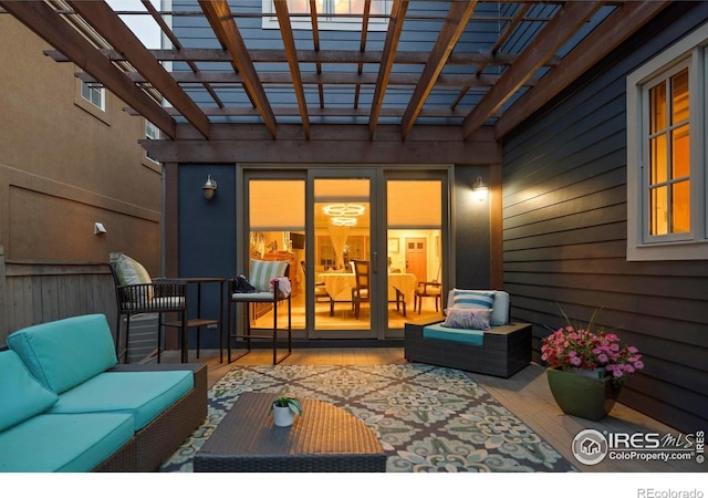 901 Terrace Cir S, Boulder, CO 80304 - view of patio with an outdoor hangout area and a pergola