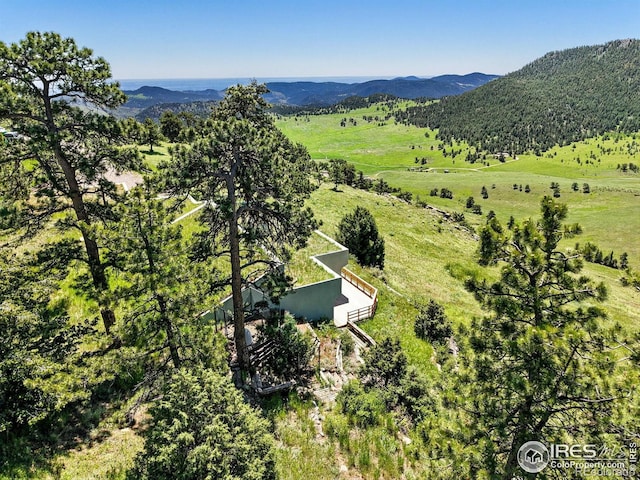 3884 Douglas Mountain Dr, Golden, CO 80403 - aerial view of property and surrounding area with a mountain backdrop