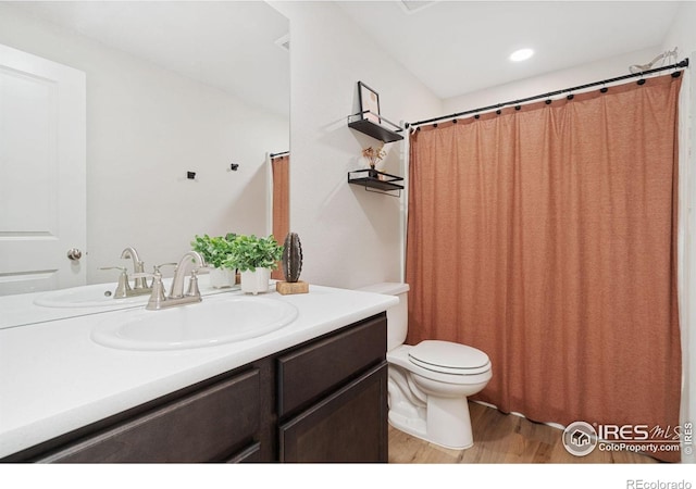 5199 Beckworth St, Timnath, CO 80547 - bathroom with vanity, wood finished floors, and a shower with curtain