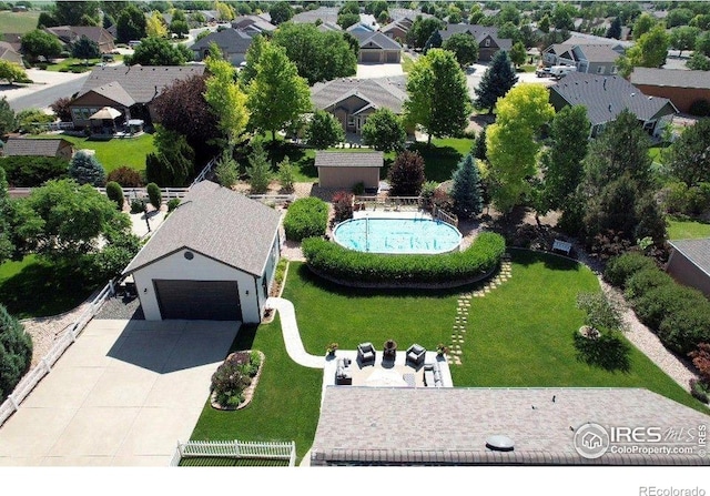 405 Ridgeview Ct, Johnstown, CO 80534 - aerial view of residential area featuring a pool area