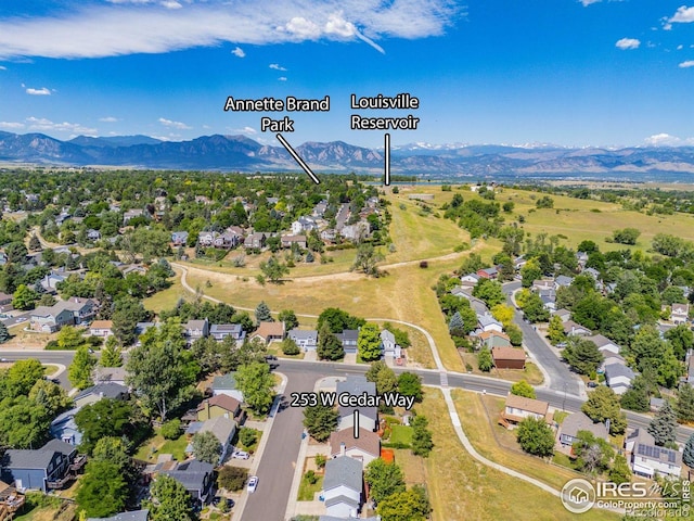 253 W Cedar Way, Louisville, CO 80027 - aerial view of residential area featuring mountains