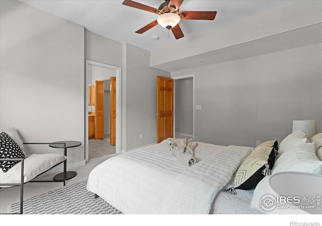 5220 Boardwalk Dr Unit 22, Fort Collins, CO 80525 - bedroom featuring light carpet and ceiling fan