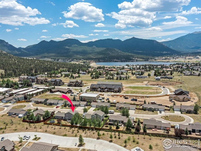 1695 Gray Hawk Ct, Estes Park, CO 80517 - aerial view of residential area featuring a water and mountain view