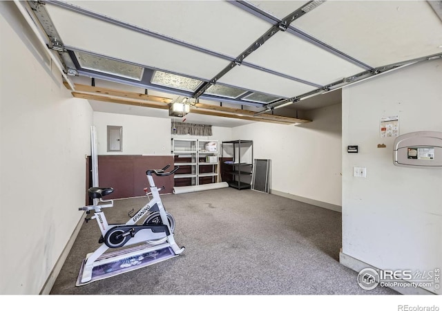 4919 Noble Park Pl, Boulder, CO 80301 - garage featuring a garage door opener and electric panel