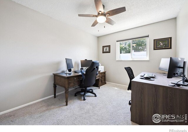 1119 Milky Way, Thornton, CO 80260 - office with light colored carpet, a ceiling fan, and a textured ceiling