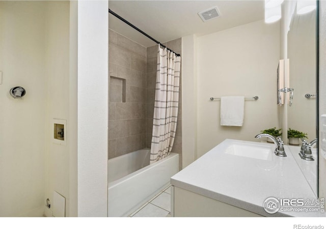 3465 Lochwood Dr Unit N-61, Fort Collins, CO 80525 - full bathroom with vanity, shower / bath combo with shower curtain, and tile patterned flooring