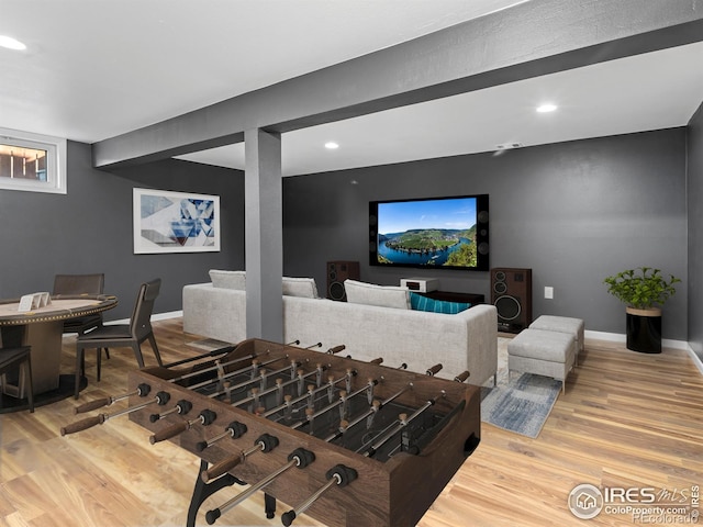 18931 E Brunswick Pl, Aurora, CO 80013 - game room with wood finished floors and recessed lighting