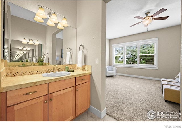 3031 Thunder Lake Cir, Lafayette, CO 80026 - bathroom featuring vanity and ceiling fan