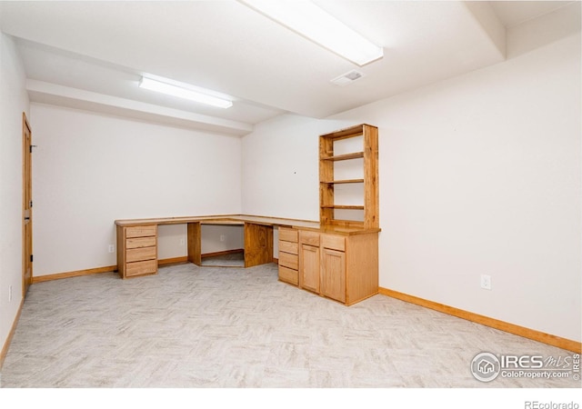 6771 Crooked Stick Dr, Windsor, CO 80550 - unfurnished office featuring baseboards and built in desk