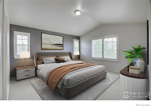 9266 W 107th Ln, Broomfield, CO 80021 - bedroom featuring carpet floors, multiple windows, and vaulted ceiling