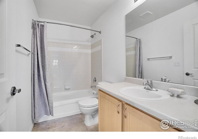 9266 W 107th Ln, Broomfield, CO 80021 - full bathroom with vanity, shower / bath combo, and tile patterned floors