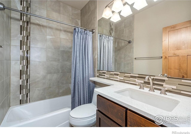 6928 Summerwind Ct, Timnath, CO 80547 - full bathroom with shower / bath combo with shower curtain, vanity, and backsplash