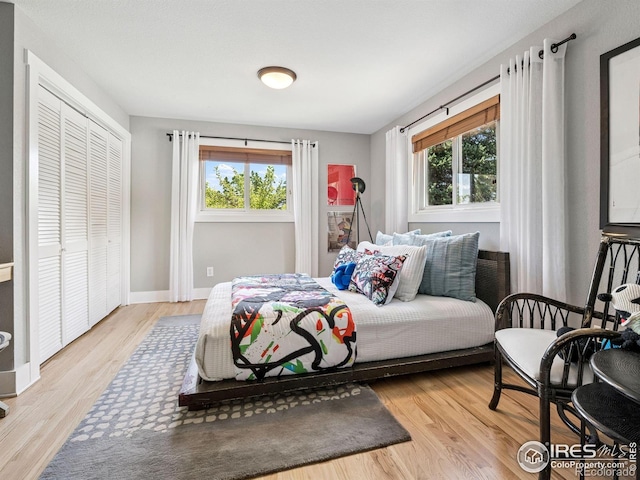 2695 Stanford Ave, Boulder, CO 80305 - bedroom with multiple windows, wood finished floors, and a closet