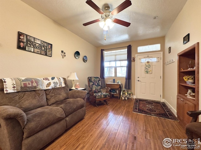 4101 Crittenton Ln Unit 102, Wellington, CO 80549 - living area featuring hardwood / wood-style flooring and ceiling fan