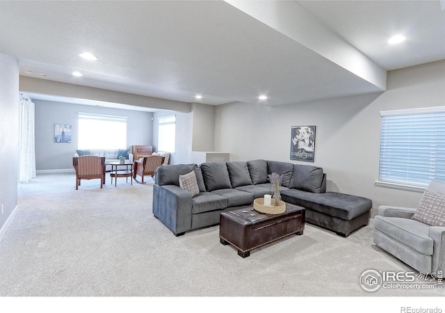 16021 Williams Pl, Broomfield, CO 80023 - carpeted living area featuring recessed lighting and baseboards