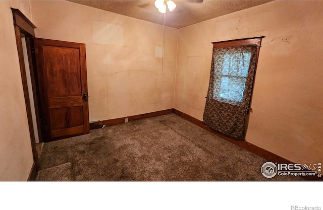 710 Carson St, Brush, CO 80723 - empty room featuring carpet floors, a ceiling fan, and a textured ceiling