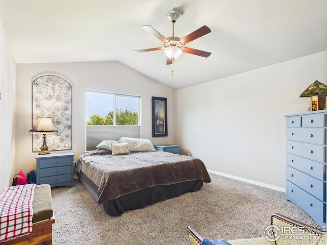 1729 Avery Plaza St, Severance, CO 80550 - bedroom with vaulted ceiling, carpet flooring, and ceiling fan