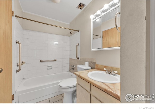 11450 Hudson St, Thornton, CO 80233 - full bath with shower / bathtub combination, vanity, and tile patterned flooring