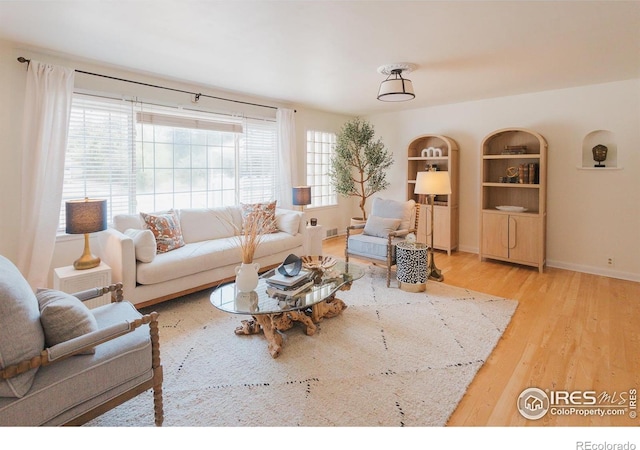 1539 Peterson St, Fort Collins, CO 80524 - living area featuring light wood-style floors and built in features