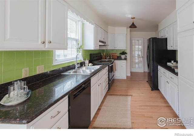 1539 Peterson St, Fort Collins, CO 80524 - kitchen featuring stainless steel dishwasher, electric stove, white cabinets, and under cabinet range hood