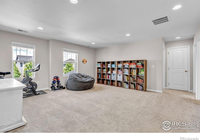 6244 Waterman Way, Frederick, CO 80516 - exercise room featuring carpet flooring and recessed lighting