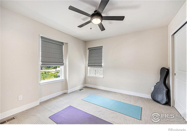 19239 W 88th Dr, Arvada, CO 80007 - exercise area featuring carpet and a ceiling fan