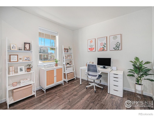 7415 E 158th Pl, Thornton, CO 80602 - office with dark wood-style floors and baseboards